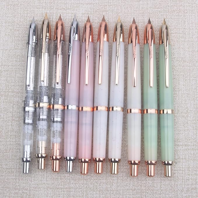 JINHAO 20 transparent Press Fountain Pen Retractable EF F Nib Transparent Black Writing Ink Pen with Converter School Office Supplies