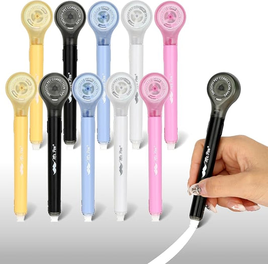 Mr. Pen- Correction Tape Pen, 10 Pack, 0.2" x 293", Bright Colors | Correctional Tape, Push-Pull Protective Cover, Pen Style Applicator for Quick Corrections, Office and School Supplies