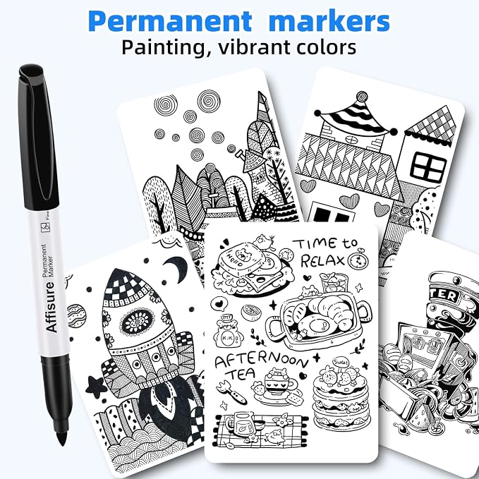 Permanent markers, 100 packs permanent markers bulk, quick dryingin one second, waterproof, smooth, noteasy to erase, durable, can be markedon glass, tiles and cloth, office supplies