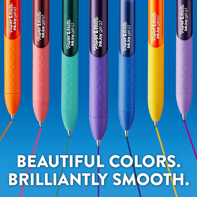 Paper Mate InkJoy Gel Pens,Medium Point (0.7mm),Assorted Colors,- Back to School Supplies,Teacher Essentials,Journaling,Writing,Note-Taking,20 Count (Pack of 12)