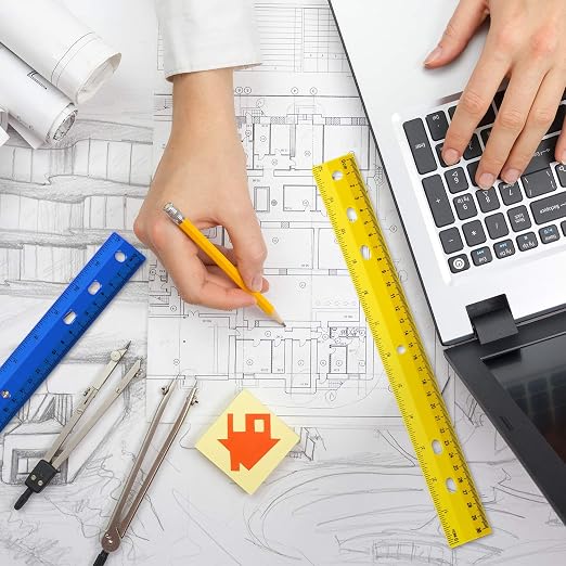 Chuangdi 20 Pcs 12 Inch Plastic Ruler Bulk for Classroom,Colorful,6 Hole | Kids Rulers for School, Home, Office, Dual Scale Design, Lightweight School Supplies