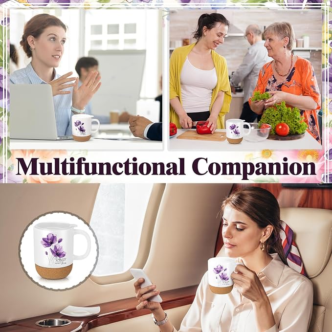 4 Pcs Difference Maker Gift Set Mug Notebook Candle Pen,Purple,Flower