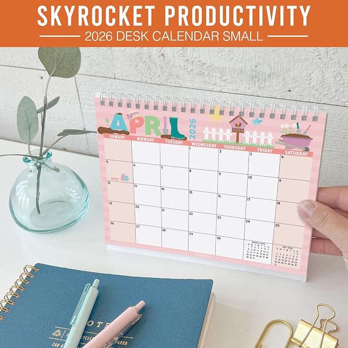 Small Desk Calendar 2026-2027 Standing Flip - 18-Month 2026 Desk Calendar Small for Home, Office & School, Standing Desks Calendars 2026-2027, Mini Desks Calendars, Back to School Teacher Gifts