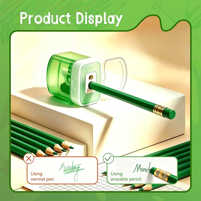 12 Pcs Green Pencils with Eraser for Kids HB Erasable Pencils Pre-Sharpened Professional Wooden Pencils Set with Smooth Lead Cores, Ideal for School Drawing, Sketching, Coloring and Creative Projects