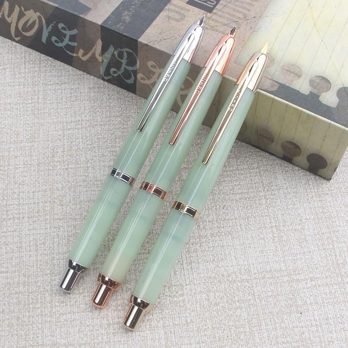 JINHAO 20 Celestial Jade Red gold clip Press Fountain Pen Elegant Luxury Ink Pen EF Nib Writing Calligraphy Pens School Supplies Stationery