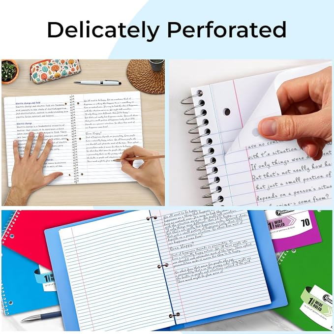 Rosmonde 1000 Packs (Pallet) 1 Subject Notebooks, Wide Ruled, Pallet of Notebooks, 70 Sheets (140 pages), 8 x 10-1/2", Spiral Notebook Bulk, Bulk Spiral Notebooks for School & Office, 4-7 Days Transit