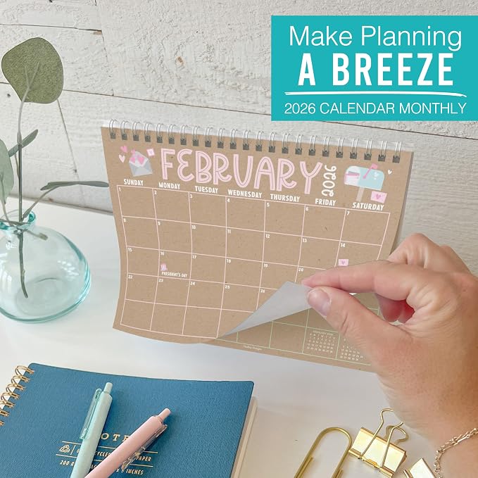 Small Desk Calendar 2026-2027 Standing Flip - 18-Month 2026 Desk Calendar Small for Home, Office & School, Standing Desks Calendars 2026-2027, Mini Desks Calendars, Back to School Teacher Gifts