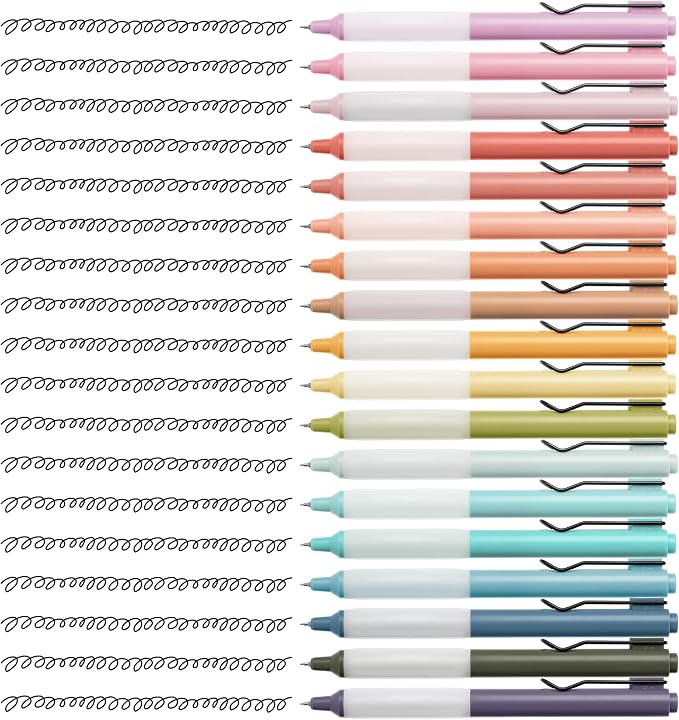 Mr. Pen- Retractable Gel Pens, 18 Pack, Black Ink, Vintage & Pastel Barrels | Fine Point 0.5 mm, Fast Dry, Smooth Writing, Cute Pens for Drawing, Writing Planner and School Supplies