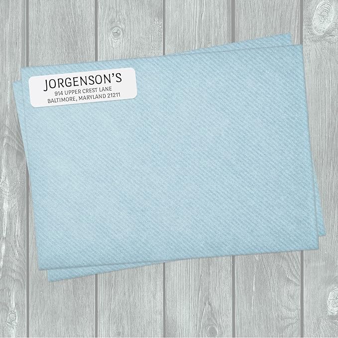 White with Black Print Modern Rolled Address Label/Roll of 250 Personalized Address Labels/Designer Return Address Stickers in Elegant Plastic Dispenser