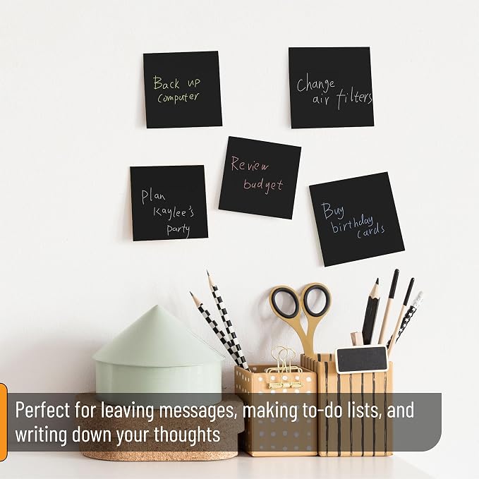 Mr. Pen- Sticky Notes, 3"x3", 12 Pads, 600 Sheets, Black, Sticky Notes Bulk | Self-Stick Note Pads, Perfect for Office, School, Home, Study & Organization