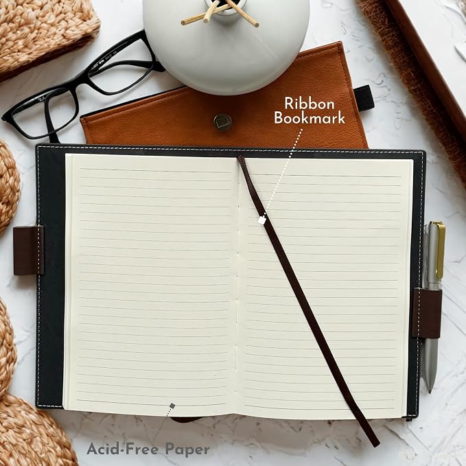 SETTINI® Refillable Vegan Leather Journal with Pen, Be Still Pink | refillable insert system, luxury pen, 192 pages, vegan leather, A5, lined refill, faith gift