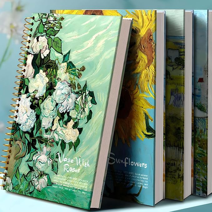 Large Spiral Notebook, B5, 300 Pages, 8x10 Big Notebook, Hardcover Large Journal, Thick Lined Notebook, Between College Ruled and Wide Ruled, Van Gogh Gifts for Women and Children.