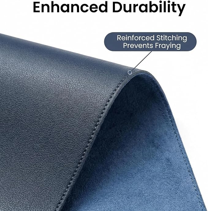 No n-Slip Leather Desk Pad, Waterproof Laptop Computer Desk Keyboard Mat, Table Protector Blotter Mat, Mouse Pad for Office/Work/Home/Decor(Dark Blue, 31.52'' x 40.19'')