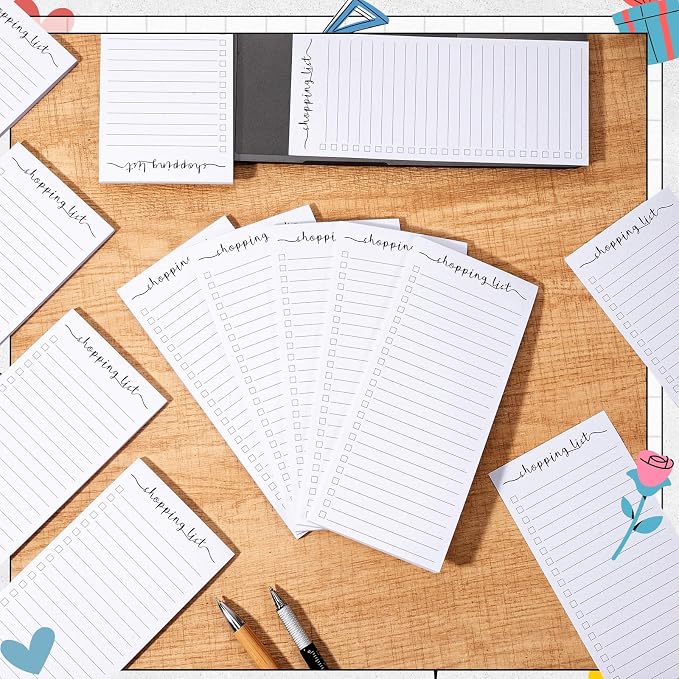 Censen 10 Pack 500 Sheets to Do List Notes Daily Checklist Notepad with 50 Sheets Undated Memo Pad Color Block Shopping List Weekly Plan Notepad Organizer Planners(White,Shopping)