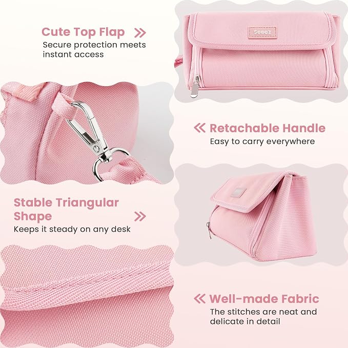 Sooez Super Large Pencil Case, Big Capacity Pencil Bag with 3 Compartments, can hold 100 pencils, Cute Pencil Pouch with Zipper, Portable Stationery Pen Bag, School Supplies For Teen Girl, Sky Blue