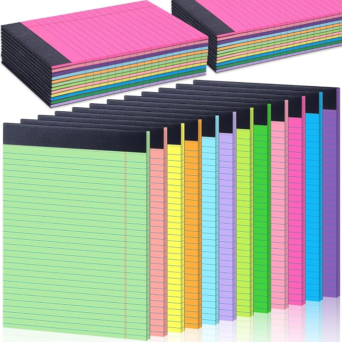 Oleitodh 36 Pack Legal Pads 8.5 x 11 Wide Ruled Colored Note Pads | 30 Sheets Per Pad, Micro-Perforated, 80 GSM Paper, Smooth Writing, School, Office, Home, Meetings, Note Taking