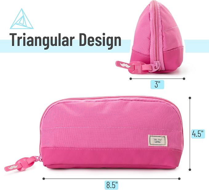 Mr. Pen- Wide-Opening Pencil Case, Triangle Design | Compact & Spacious Pencil Cases with 5 Mesh Pockets, Bag Pouch, Box Organizer for Students, School Supplies, Aesthetic Supply