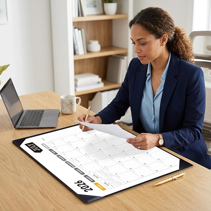 Large Desk Calendar 2026-2027, 22x17 Inch PU Leather Desk Pad Calendar, 18 Months (Jul 2026 - Dec 2027), Big Desktop Blotter for Office, Home & Classroom