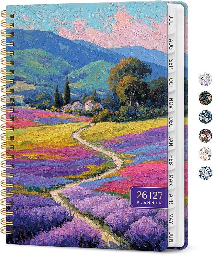 Planner 2026-2027, Academic Year Monthly and Weekly Calendar Planner, Jul 2026 - Jun 2027, Hardcover Teacher Student Planning Agenda book with Tabs, Perfect for School Office Supplies, 6.3" x 8.5" - Sienna Meadows