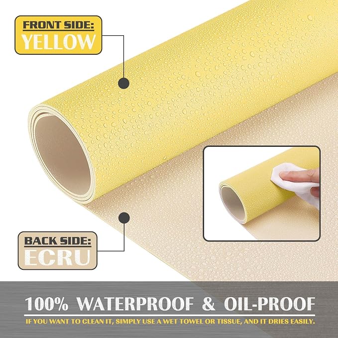 K KNODEL Small Office Desk Mat, Leather Mouse Pad (23.6"x13.8", Yellow) | Desk Pad, Keyboard Pad, Computer and Laptop Mat, Desktop Protector and Cover, Writing Pad and Blotter for Home Office
