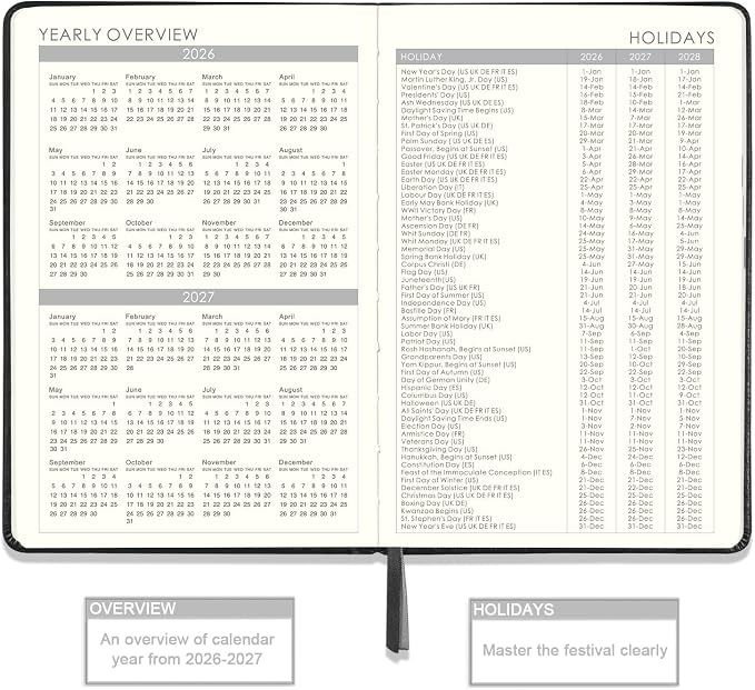 Planner 2026-2027 - 2026-2027 Planner, JULY 2026 - JUNE 2027, Weekly and Monthly with Stickers, 5.7" X 8.2", 2026-2027 Calendar Planner, Pen Holder, Inner Pocket, 44 Notes Pages - Blue