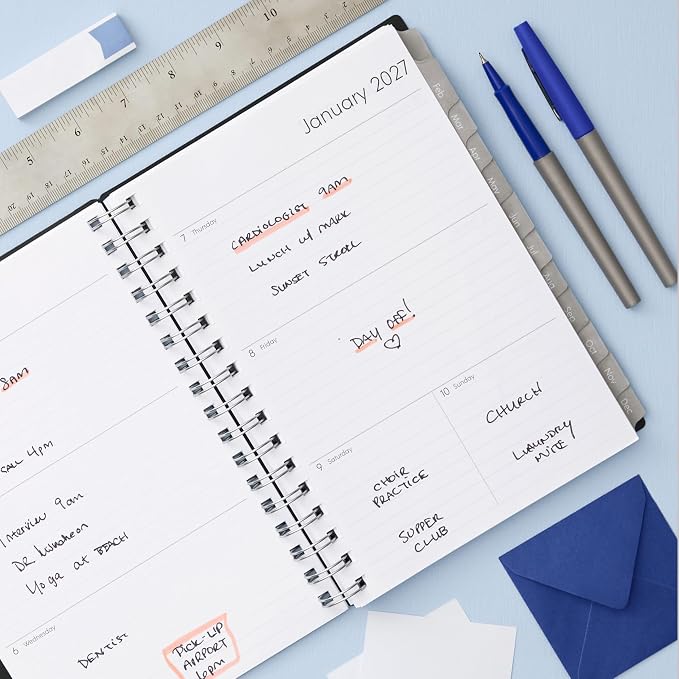 Blue Sky 2027 Weekly & Monthly Planner Notes, 5.875"x8.625", Enterprise | January 2027 - December 2027, Flexible Cover, Wirebound, 30 Extra Notes Sheets, Laminated Tabs
