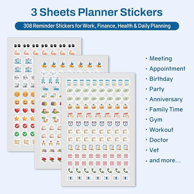 SUNEE Desk Calendar 2027 - 17" x 12" Desk Pad Calendar, 18-Month Monthly Planner Oct. 2026 - Mar. 2028, Desktop Calendar with 308 Planner Stickers, Plastic Protective Corners for Office, School and Home, Cute
