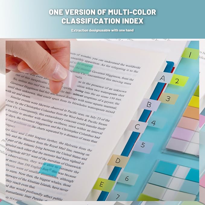 Golcellia Sticky Notes Tabs 900 Pieces Transparent Sticky Tabs, Writable Repositionable Book Tabs, Annotation Tabs Page Markers for Reading Notes, Notebooks, Journals and Files, Muted Pastel Colors