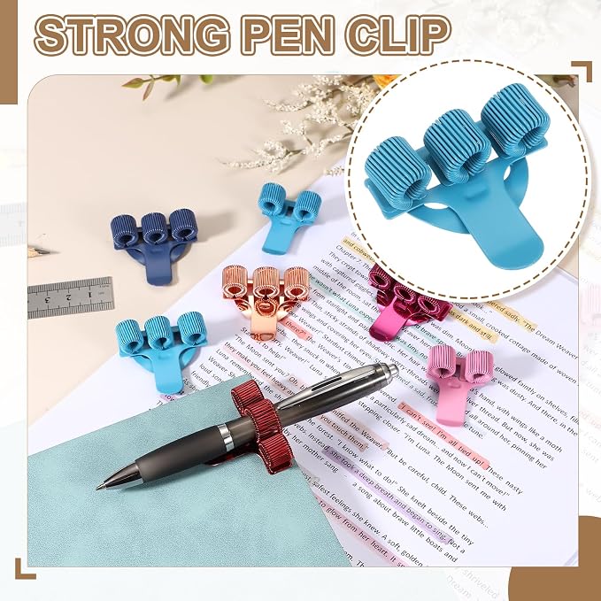 PATIKIL 2Pcs Pen Clip, 3 Holes Pen Holder Clip Metal Portable Spring Loop Organizer Universal for Notebook Journal Highlighter Office Business Pocket Clipboard Whiteboard, Blue