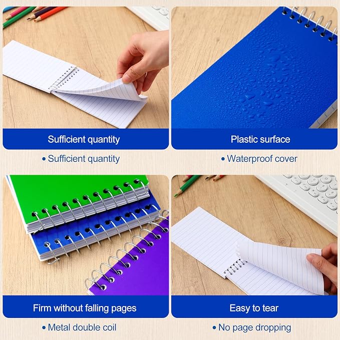 Leelosp Small Spiral Notebooks 3'' x 5'' Mini Memo Notepads Pocket Size Steno Pads with Lined & Wire Bound for End of Year School Gifts Office Nurse Essentials, 75 Sheets/Pad(40 Pcs,Dark Color)