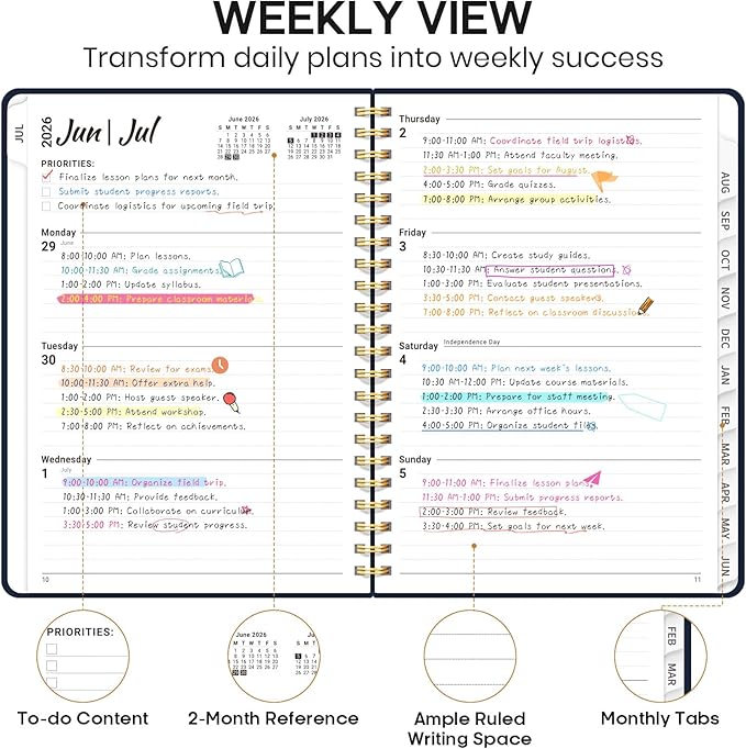 Academic Planner 2026-2027, Weekly and Monthly Calendar Book, July 2026 – June 2027, Hardcover Planner with Tabs, Perfect for Teachers, Students, Women & Men, A4 (8.5" x 11") - Golden Butterfly