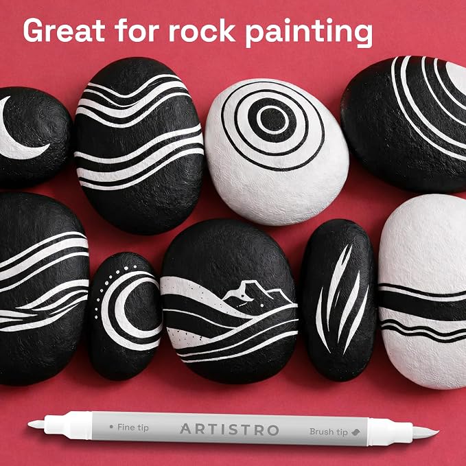 ARTISTRO 36 White Acrylic Paint Markers - Paint Pens for Drawing - For Fabric, Rock, Glass, Wood, Molds - Arts & Crafts Gift for Adults, Teens, Kids, Classroom Must Haves & School Supplies