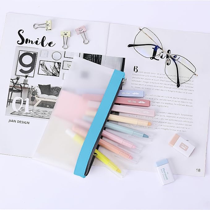Mr. Pen- Clear Pencil Pouch, 8.50"x4.25", 3 Pack, Durable TPU Material | Medium Water-Resistant Pencil Bags with Smooth Zipper, Multipurpose Clear Pouch for Stationery, School, Office