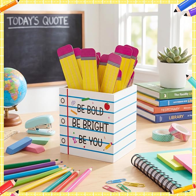 CJiangpo 51Pcs Pencil Flip Name Sticks with Holder Back to School Supplies | Classroom Talking Flip Name Sticks, Teacher Essentials Student Management, Educational and Learning Activities Grouping Tool