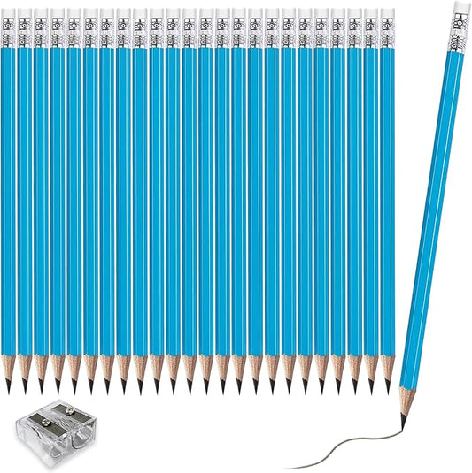 Adhere 25pcs Woodcase Pencils with Eraser Premium Pre-Sharpened Hexagon Graphite 2B pencils ideal for home, office writing including a Free Sharpener