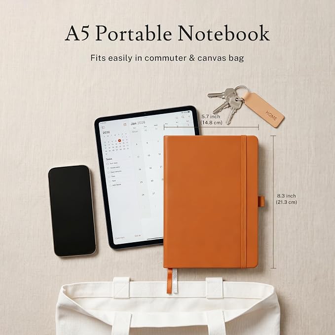 PAGELYST Dotted Journal Notebook, 200 Pages,4 Pack Leather Bullet Journal for Women Men, A5 Medium 5.7'' x 8.3'', 100 GSM Thick Paper for Journaling, Planning, Tracking (Pastel & Bright Set)