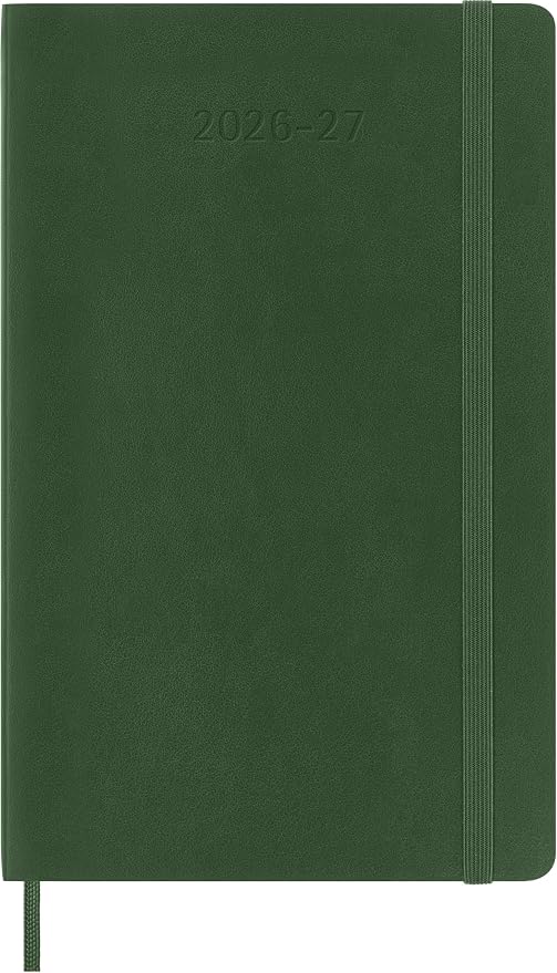 Moleskine 2026-27 18-Month Weekly Planner, Large, Myrtle Green, Softcover | July 2026-December 2027 Large (5" x 8.25") 208-page weekly planner with ruled notes pages, stickers, and expandable pocket.