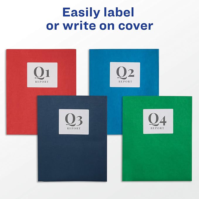 Avery Two Pocket Folders, Holds up to 40 Sheets, Business Card Slot, Ideal for Portfolios, Presentations and School, Dark Blue, 25 per Box, 125 Total (5 Packs of 47985)