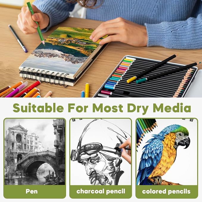 CONDA 5.5 x 8.5 Sketchbook Book, Top Spiral Bound Sketch Pad, 2 Pack, 80 Sheets Each (68lb/100gsm), Acid Free Art Paper for Drawing, Painting, Writing, Ideal for Beginners Artists Students Kids