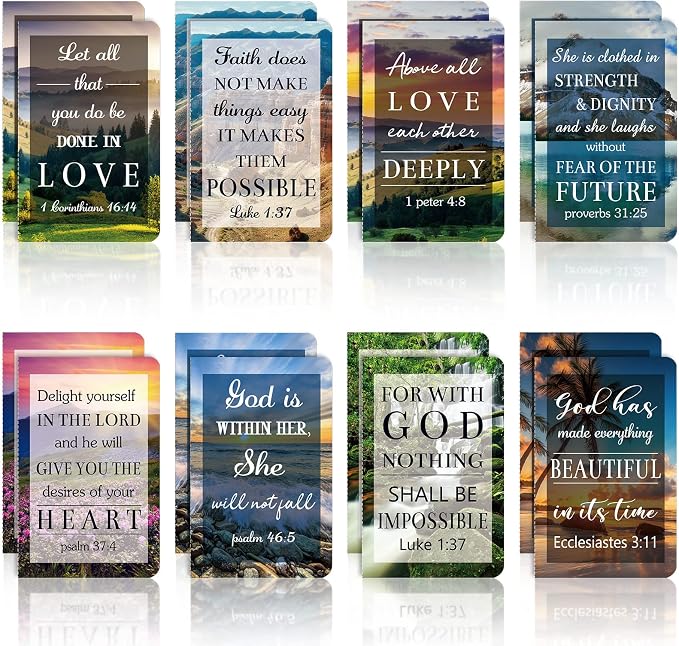 Containlol 16 Pcs Flower Daily Prayer Gift for Women, Bible Verse Notebooks Rustic Floral Inspirational Scripture Quotes Pocket Notepads, School Office, 4.9 x 3.1 Inches(Elegant Style)