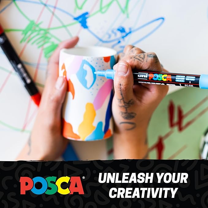 POSCA® PC-5M Paint Markers, 24 Count Medium Reversible Tip Set (1.8–2.5 mm) | Water-Based Opaque Paint Pens for Rock Painting, Wood, Glass, Crafts & Art Projects