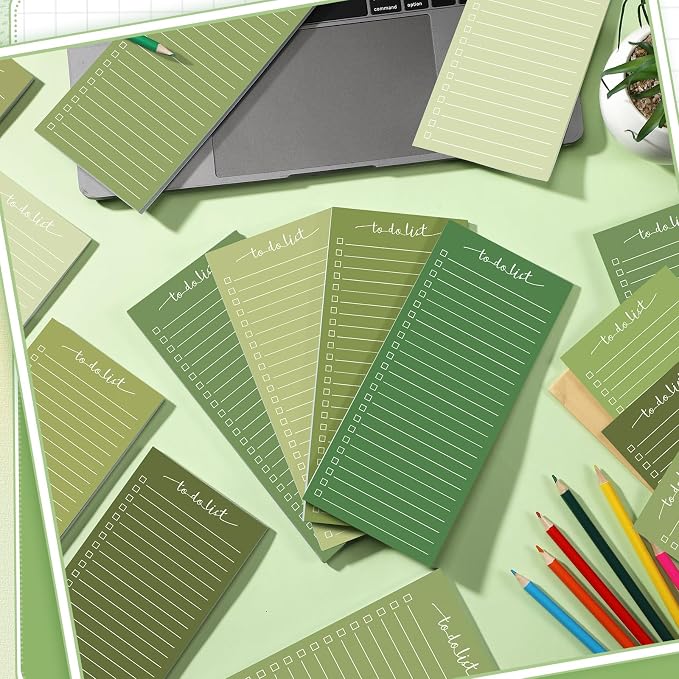 Censen 10 Pack 500 Sheets to Do List Notes Daily Checklist Notepad with 50 Sheets Undated Memo Pad Color Block Shopping List Weekly Plan Notepad Organizer Planners(Gradient Green,Lined)