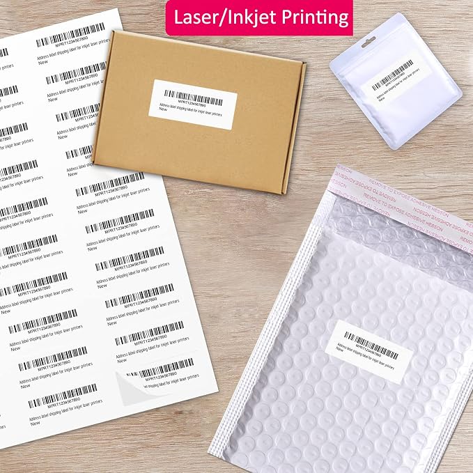 1" x 2-5/8" Shipping Address Labels 1500 Label Stickers Paper for Laser/Inkjet Printer 30 per Page Printable Mailing Labels - Matte, 50 Sheets