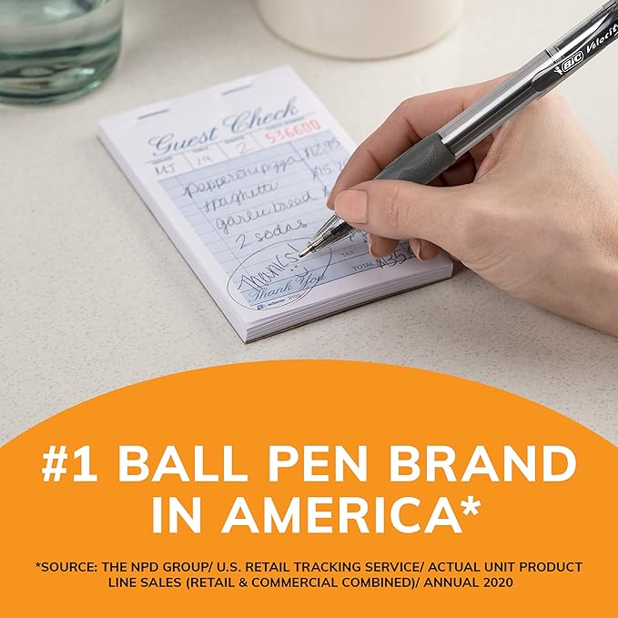 BIC Glide Bold Black Ballpoint Pens, Bold Point (1.6mm), 12-Count Pack, Retractable Ballpoint Pens With Comfortable Full Grip (VLGB11-BLK)