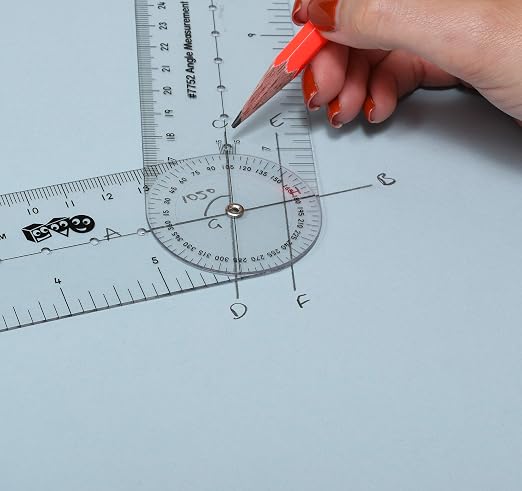 Learning Advantage Angle Measurement Ruler, Clear, Flexible and Adjustable | Geometry Measuring Tool, Measure Angles to 360 Degrees and Lines to 12"