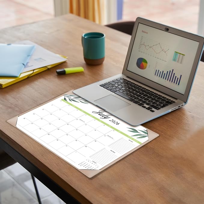 Desk Calendar 2026-2027 with Desk Mat – 17" x 12" Large Desk Pad Calendar Runs from July 2026 to December 2027, Office Supplies Desktop Monthly Calendar for Home & Office