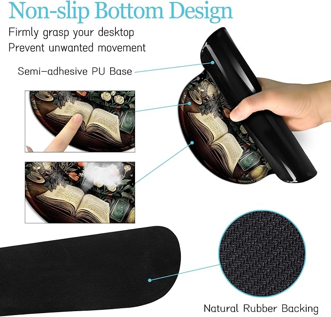 LIMKRIAN Goth Skull Mouse Pad Set Large Desk Mat for Desktop Decor | Ergonomic Mouse Pad with Wrist Rest for Gaming, Keyboard Mat Wrist Support, Coaster, Gothic Office Desk Accessories Supplies
