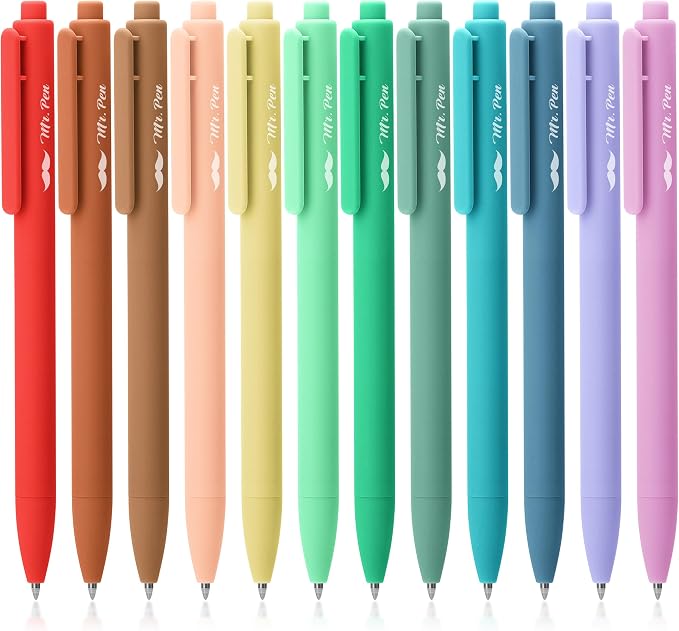 Mr. Pen- Retractable Gel Pens, 12 Pack, Assorted Color Ink | Fine Point 0.7mm, Fast Dry, Smooth Writing, Cute Pens for Drawing, Writing Planner and School Supplies