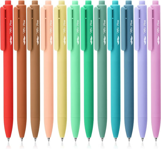 Mr. Pen- Retractable Gel Pens, 12 Pack, Assorted Color Ink | Fine Point 0.7mm, Fast Dry, Smooth Writing, Cute Pens for Drawing, Writing Planner and School Supplies