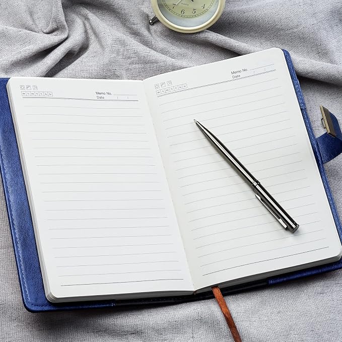 WEMATE Diary with Lock, A5 PU Leather Journal with Lock 240 Pages Blue | Vintage Lock Journal Password Notebook with Pen & Gift Box, Lock Diary Planner Organizer for Men and Women, 8.6x5.8in